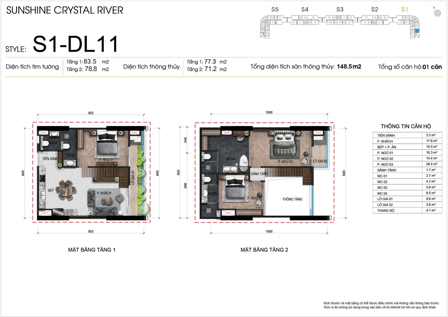 Mặt bằng kỹ thuật 2D Duplex 3PN m&atilde; DL11 tầng 37 - 38 t&ograve;a S1
