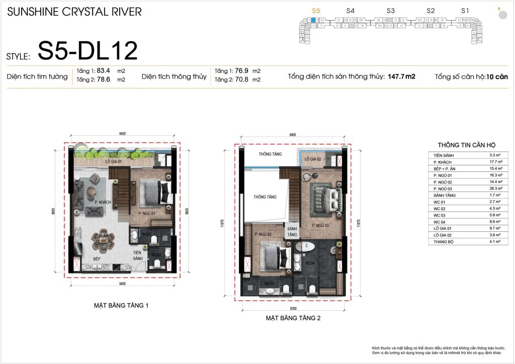 Mặt bằng kỹ thuật 2D Duplex 3PN m&atilde; DL12 t&ograve;a S5