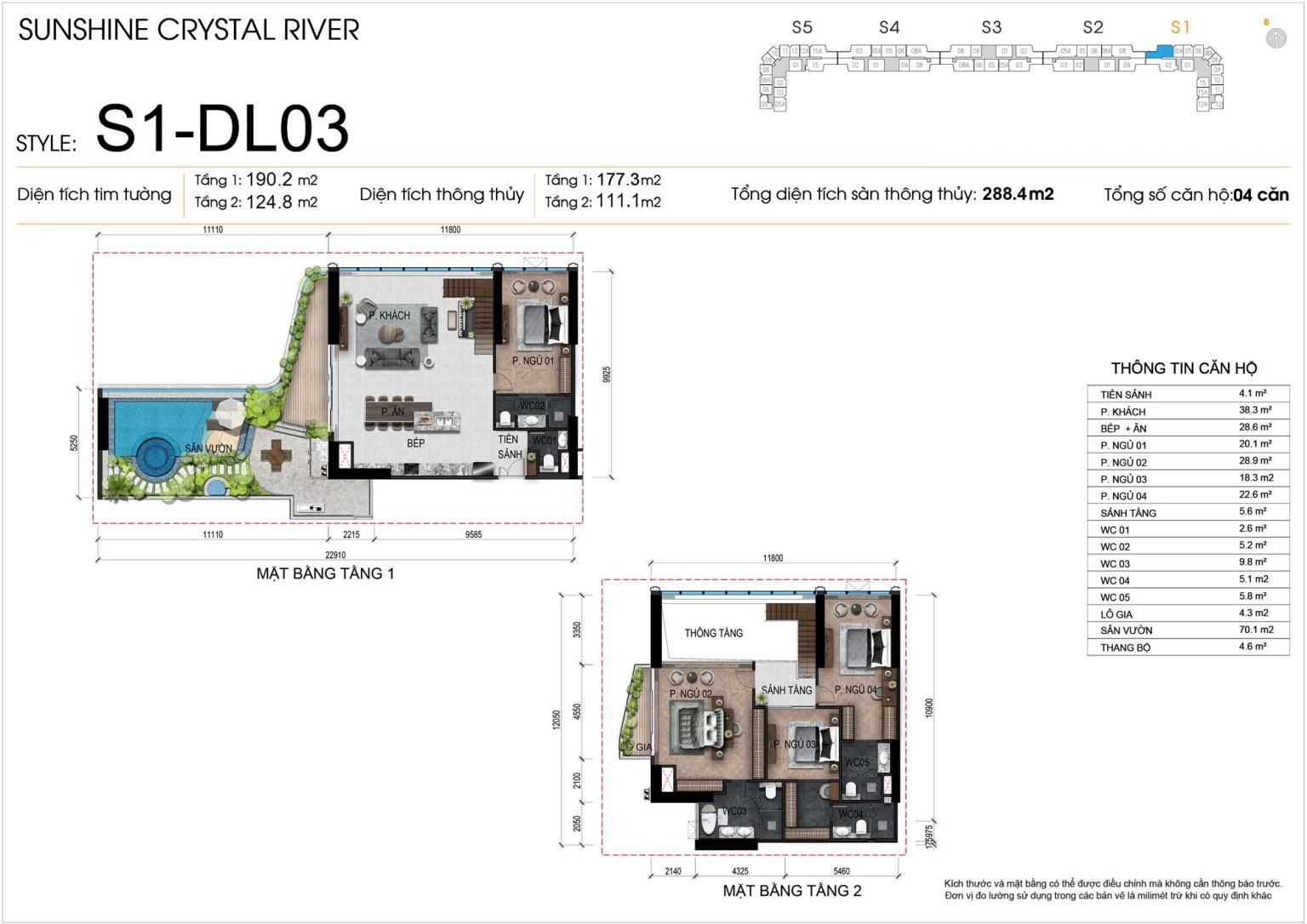 Mặt bằng kỹ thuật 2D Duplex 4PN c&oacute; bể bơi m&atilde; DL03 tầng 29 - 36 t&ograve;a S1