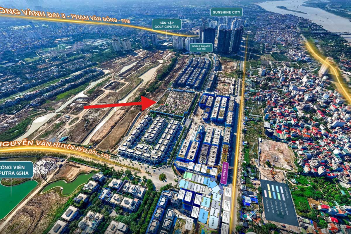 Thực hư việc Noble Crystal Tây Hồ view nghĩa trang? Hình ảnh thực tế & Đánh giá chi tiết 1 Hình ảnh thực tế tầm view hướng Tây tòa S5 Noble Crystal Tây Hồ nhìn ra khu vực Thượng Thụy